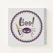 Boo funny Halloween spider character knife hand Notizblock (Rückseite)