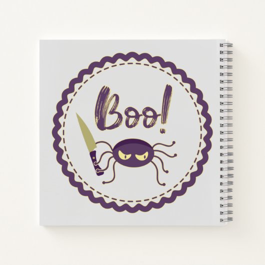 Boo funny Halloween spider character knife hand Notizblock (Rückseite)