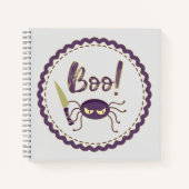 Boo funny Halloween spider character knife hand Notizblock (Vorderseite)