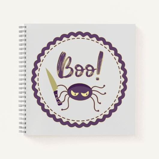 Boo funny Halloween spider character knife hand Notizblock (Vorderseite)