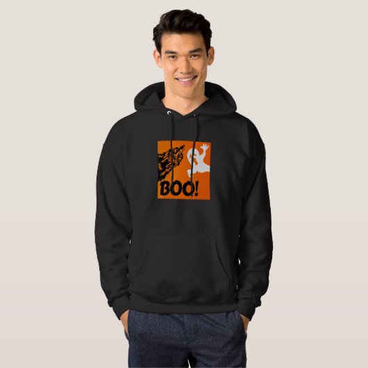Boo! Funny Hiding Peekaboo Beängstigendes Hallowee Hoodie (Vorne ganz)