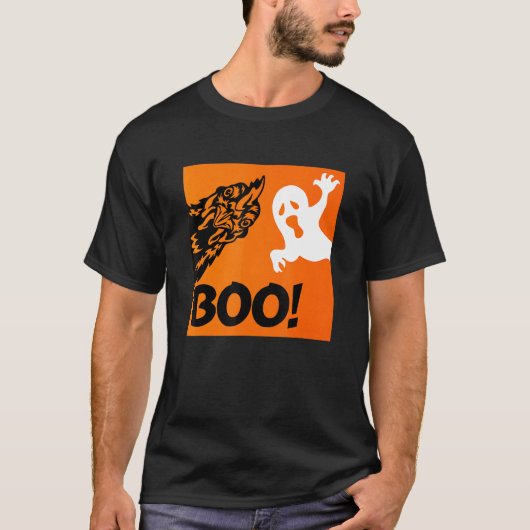 Boo! Funny Hiding Peekaboo Beängstigendes Hallowee T-Shirt (Vorderseite)