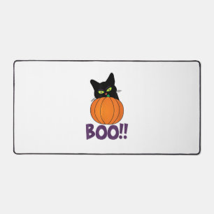 Boo Funny Jolly Cat Peeking Pumpkin Halloween Teil Schreibtischunterlage
