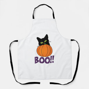 Boo Funny Jolly Cat Peeking Pumpkin Halloween Teil Schürze