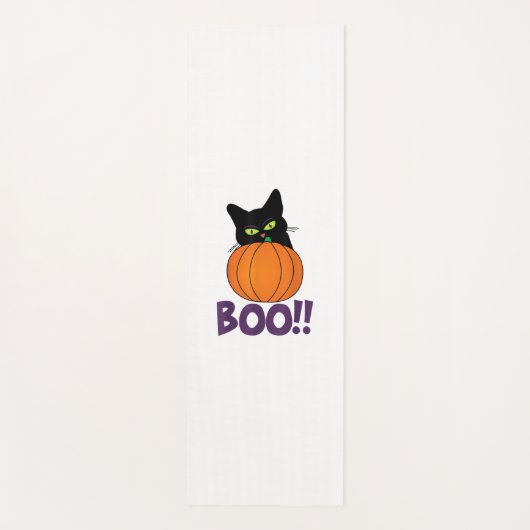 Boo Funny Jolly Cat Peeking Pumpkin Halloween Teil Yogamatte (Vorderseite)