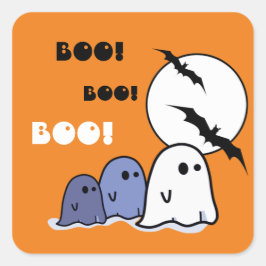 Boo! Funny Little Ghosts Halloween Quadratischer Aufkleber