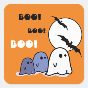 Boo! Funny Little Ghosts Halloween Quadratischer Aufkleber