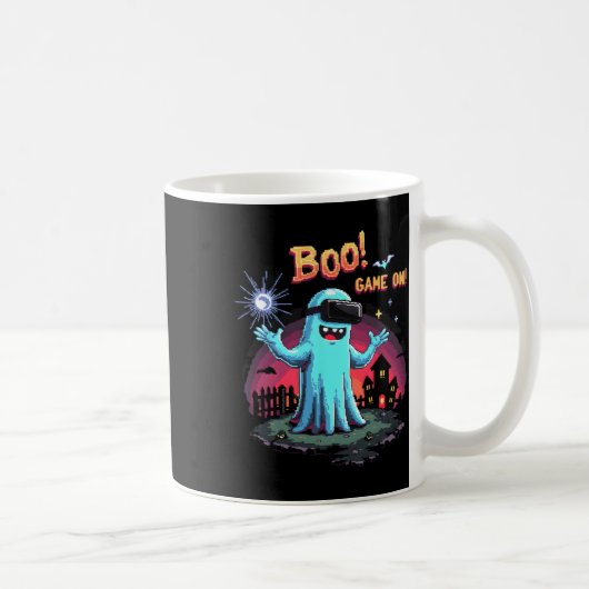 Boo! Game On! Spooky Gamer Ghost mit Controller H Kaffeetasse (Rechts)