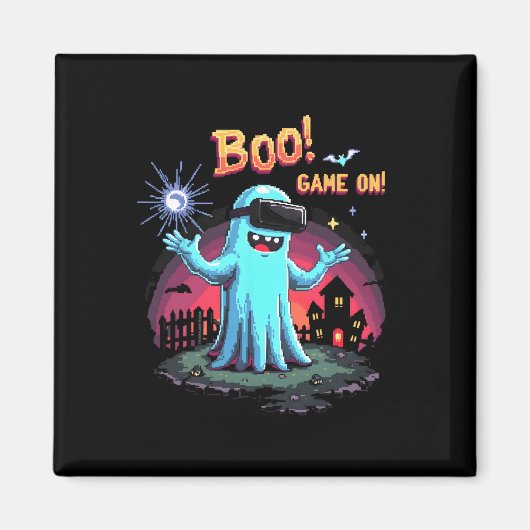 Boo! Game On! Spooky Gamer Ghost mit Controller H Magnet (Vorne)