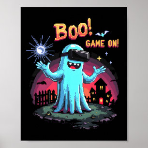 Boo! Game On! Spooky Gamer Ghost mit Controller H Poster