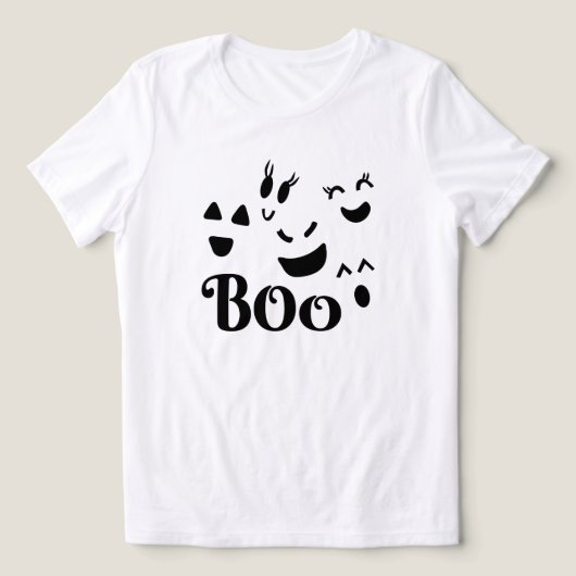 Boo Geist Gesicht Halloween Tri-Blend Shirt (Design Vorderseite)