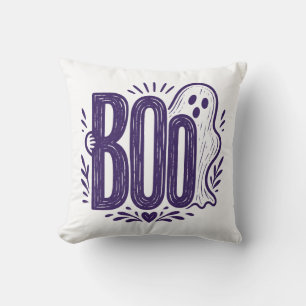 Boo-Geist-Halloween-Linolschnitt-Design Kissen