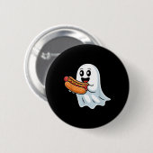 Boo-Geist isst Hot Dog Halloween-Spooky-Kostüm Button (Vorne & Hinten)