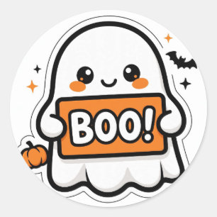 Boo-Geister-Aufkleber – Süßer Halloween-Aufkleber Runder Aufkleber