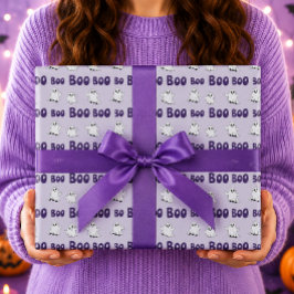 Boo-Geister Lila Halloween-Muster Geschenkpapier