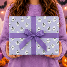Boo-Geister lila Halloween-Muster Geschenkpapier