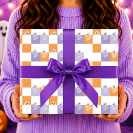 Boo-Geister Lila Orange Kariert Geschenkpapier