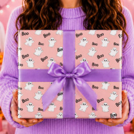 Boo-Geister Rosa Halloween-Muster Geschenkpapier