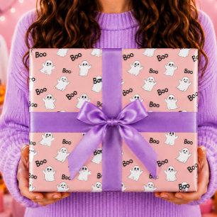 Boo-Geister Rosa Halloween-Muster Geschenkpapier
