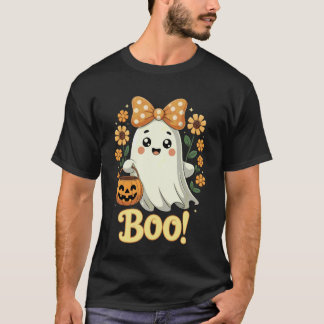 Boo Geistermädchen Halloween Kokette Bogen Blumen  T-Shirt