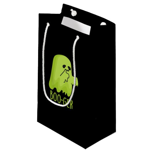 Boo-ger Funny Halloween Booger Ghost Pun Dark BG Kleine Geschenktüte (Vorderseite Schrägansicht)
