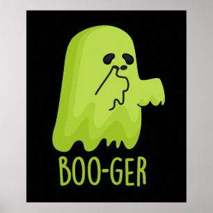Boo-ger Funny Halloween Booger Ghost Pun Dark BG Poster