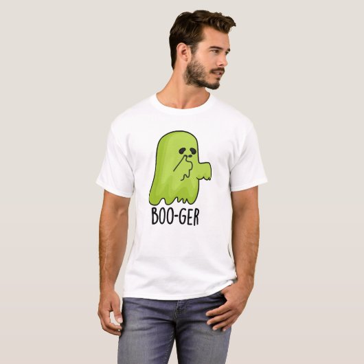 Boo-ger Funny Halloween Booger Ghost Pun T-Shirt (Vorne ganz)