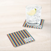 Boo! Gerölltes Orange und Lila Halloween-Streifen Rechteckiger Pappuntersetzer (Vor Ort)