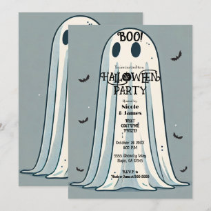 BOO! Gespenstisches Laken Vintage Grün Halloween Einladung