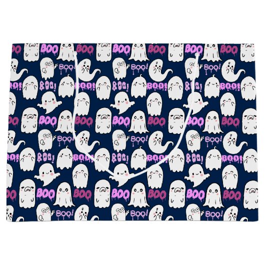 Boo, ghoful feel.b D Blue BG Große Geschenktüte (Vorderseite)