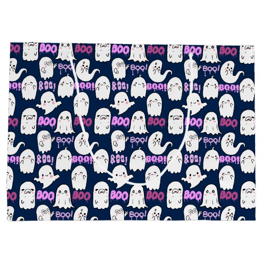 Boo, ghoful feel.b D Blue BG Große Geschenktüte (Rückseite)