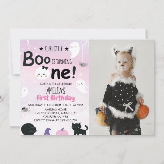 Boo Ghost 1. Geburtstag Einladung (Vorderseite)