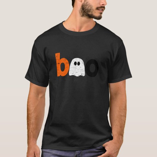 Boo Ghost Beängstigendes Vintages Halloween-Kostüm T-Shirt (Vorderseite)