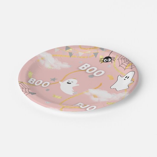 Boo Ghost Birthday Party Plate Pappteller (Schrägansicht)