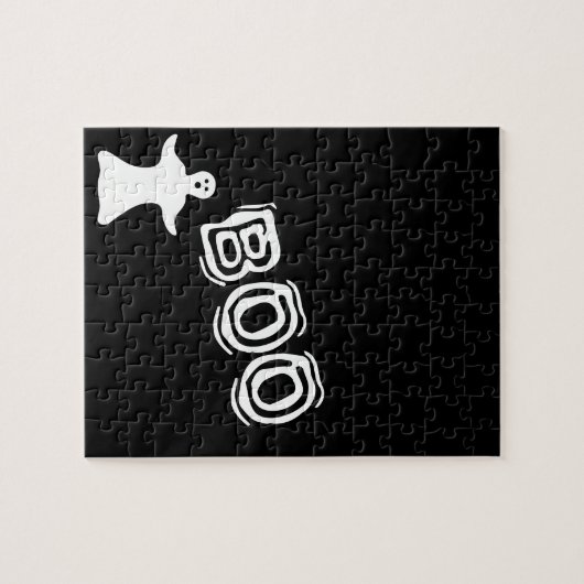 Boo Ghost Black Halloween Frustration Puzzle (Horizontal)