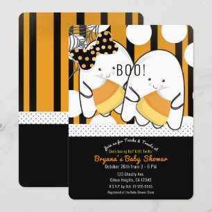 Boo Ghost Boy Girl Twins Halloween Kinderdusche Einladung