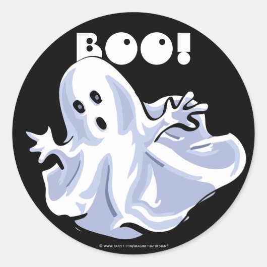 BOO! Ghost-Cartoon-Stickers Runder Aufkleber (Vorderseite)