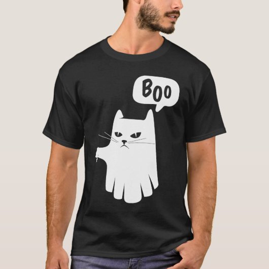 Boo Ghost Cat Disapprove Disapproval Halloween 202 T-Shirt (Vorderseite)