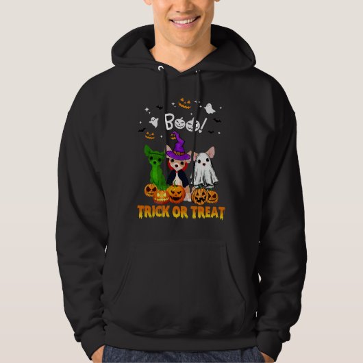 Boo Ghost Chihuahua Trick oder Treat Halloween Hoodie (Vorderseite)