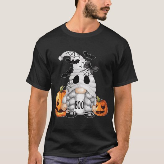 Boo Ghost Gnome für Mädchen Halloween-Fledermäuse T-Shirt (Vorderseite)