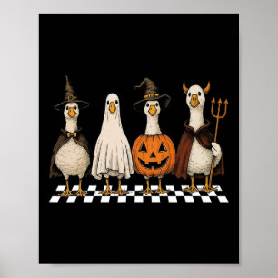 Boo Ghost Goose Vintag Halloween Goose Pumpkin Go Poster