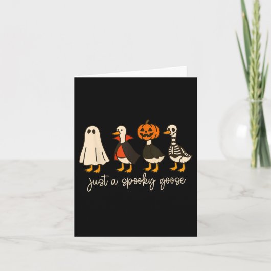 Boo Ghost Gose Halloween Spooky Goose Fall Skelett Karte (Vorderseite)