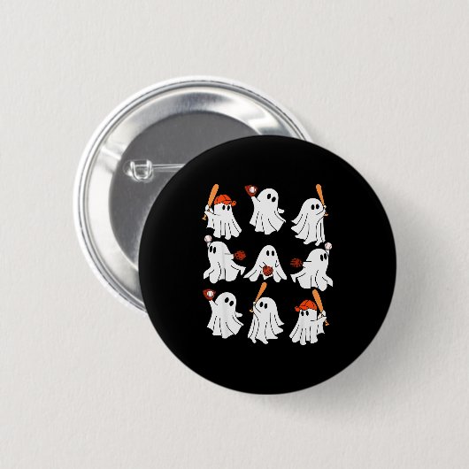 Boo Ghost Halloween Baseball Happy Halloween Baseb Button (Vorne & Hinten)