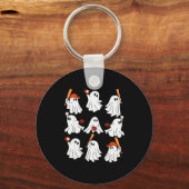 Boo Ghost Halloween Baseball Happy Halloween Baseb Schlüsselanhänger (Vorderseite)