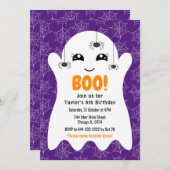 Boo Ghost Halloween Birthday Costume Party Purple Einladung (Vorne/Hinten)