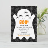 Boo Ghost Halloween Costume Party Black Einladung (Stehend Vorderseite)