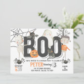 Boo Ghost Halloween Geburtstagsparty Einladung (Stehend Vorderseite)