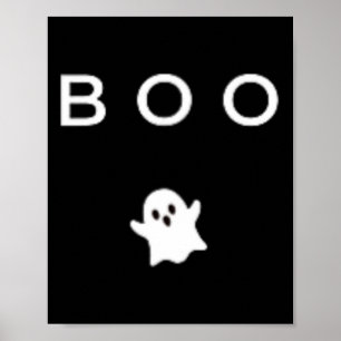 Boo Ghost Halloween Subtile Minimal Fall Fun Trick Poster