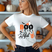 BOO Ghost Halloween T-Shirt | Cute Spooky Pumpkin Tri-Blend Shirt
