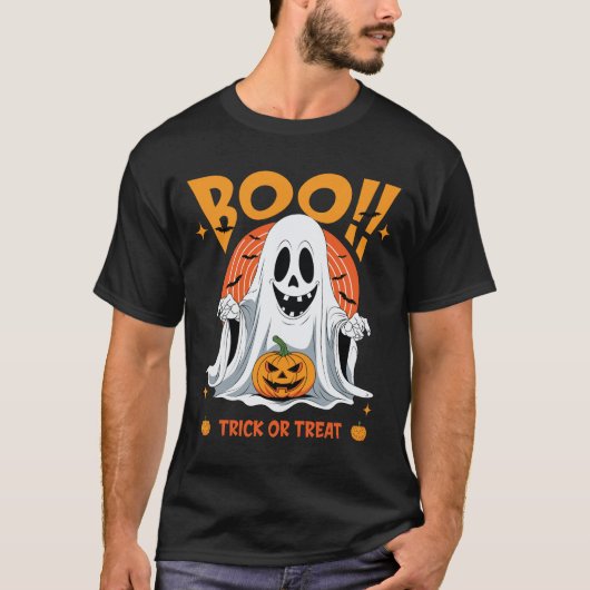 Boo! Ghost Halloween Trick or Treat T-Shirt (Vorderseite)